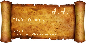 Alpár Albert névjegykártya