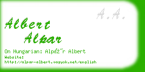 albert alpar business card